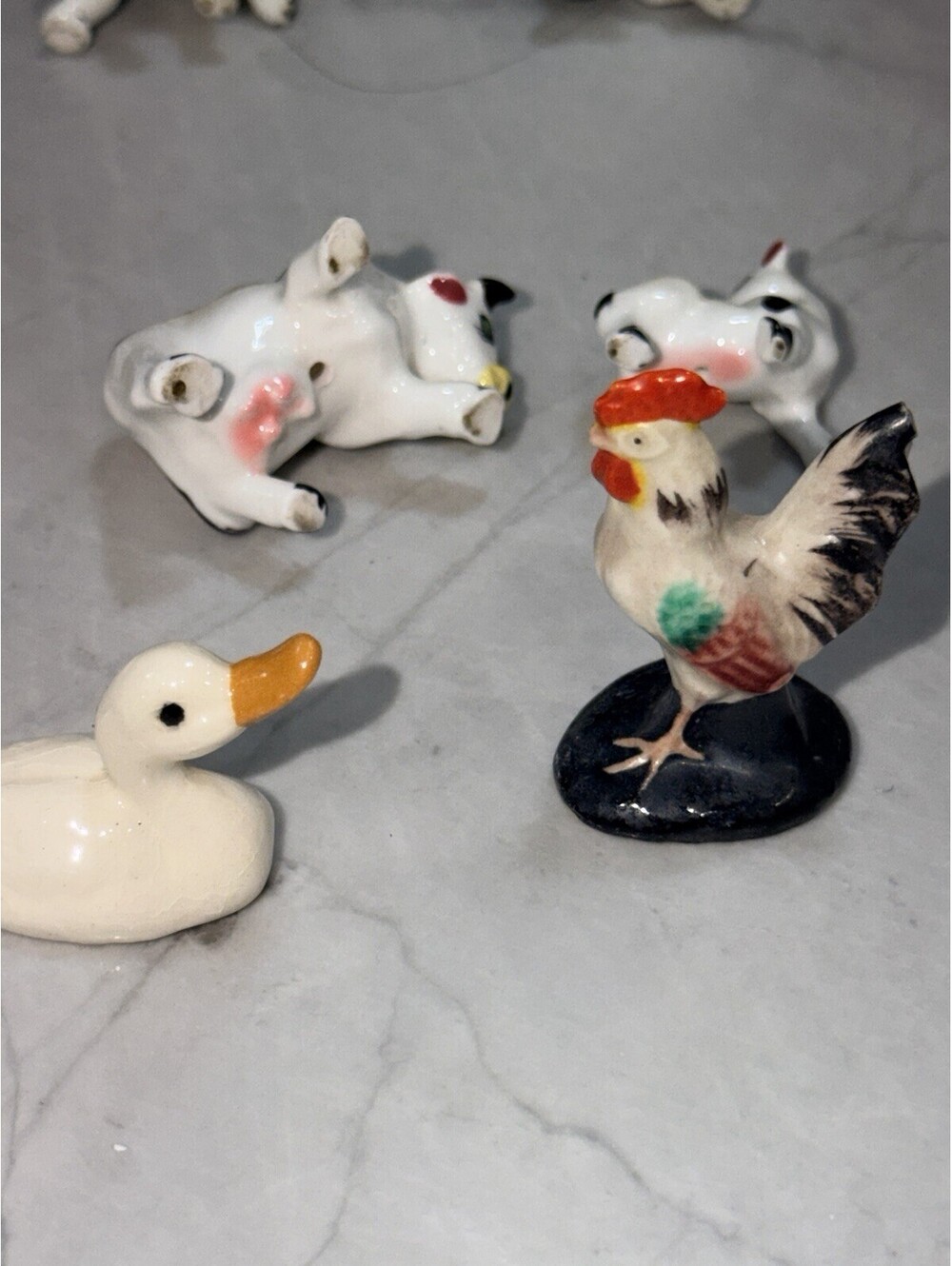 Shiken Japan Bone China Mini Animal Figurines Lot Elephants Cows Duck Rooster